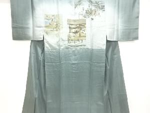 アンティーク　色紙に時代人物風景模様男物長襦袢